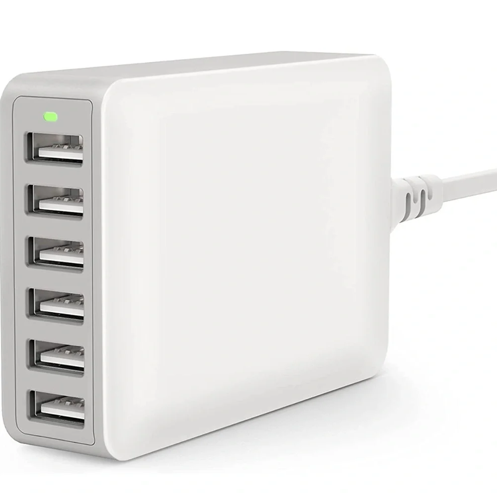 USB Charger 60W USB Charging Hub 12A 6-Port Desktop Station with Multiple Port